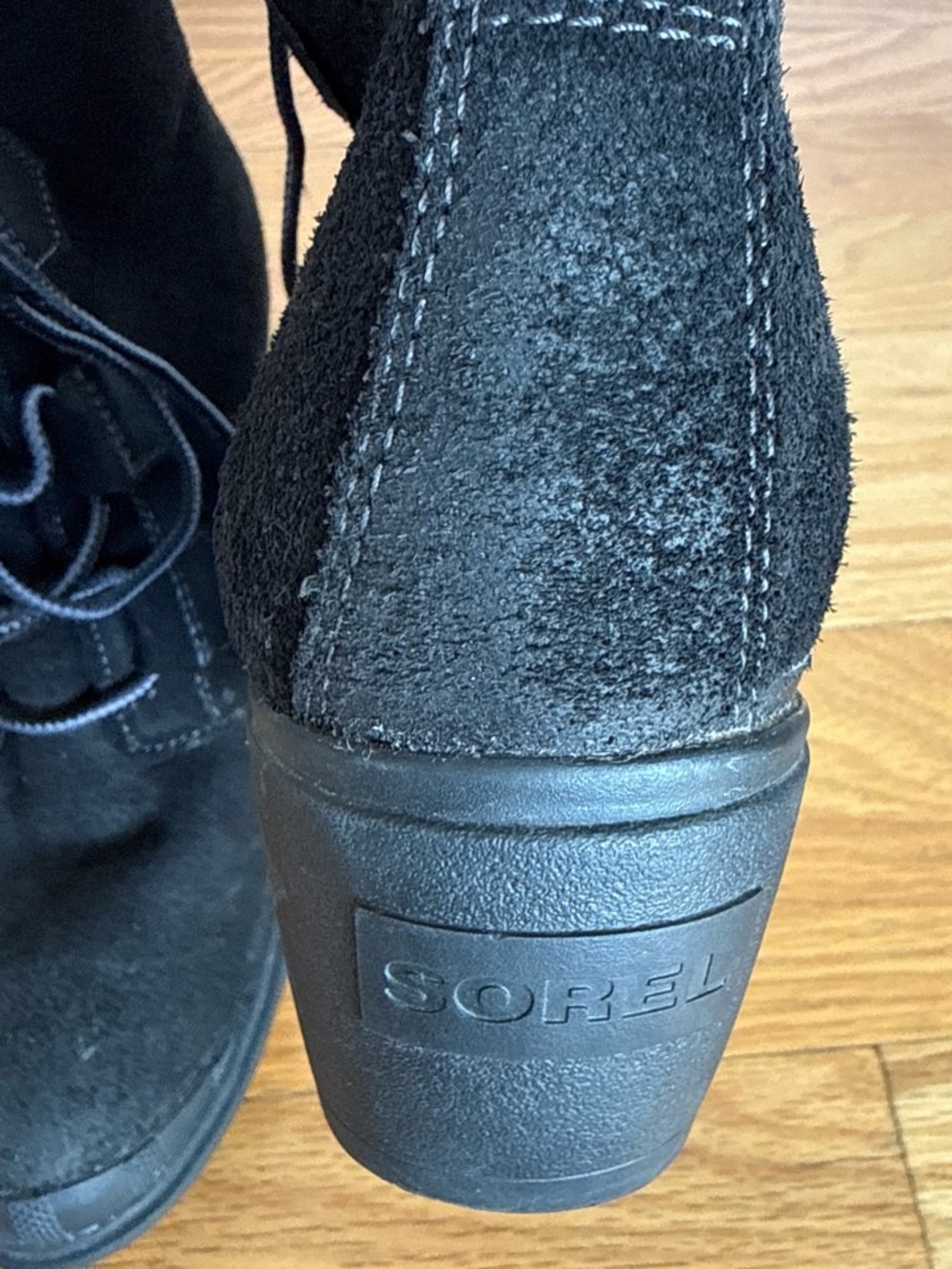 Sorel Black Suede Lace-Up Ankle Booties
